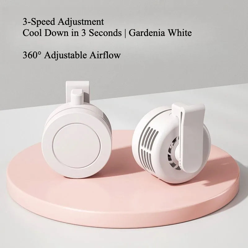 Portable USB Rechargeable Clip Fan, Neck Hanging Waist Clip Mini Fan, Quiet Strong Airflow for Comfortable Travel