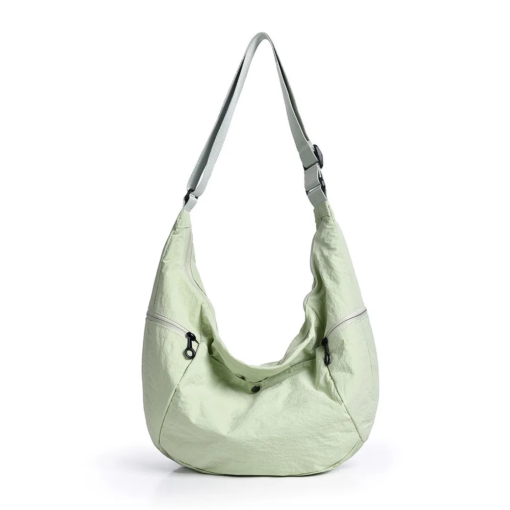 Large-capacity casual dumpling bag, lightweight men's cross-body bag, nylon fabric waterproof women's shoulder bag