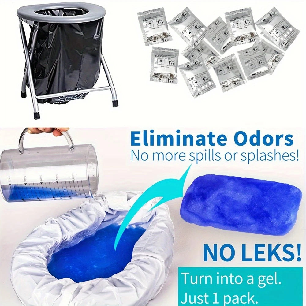 30 Toilet Gel Packs and 20 Garbage Bags - Odorless and Non-Toxic, Suitable for Camping Toilets and Sanitary Garbage Containers