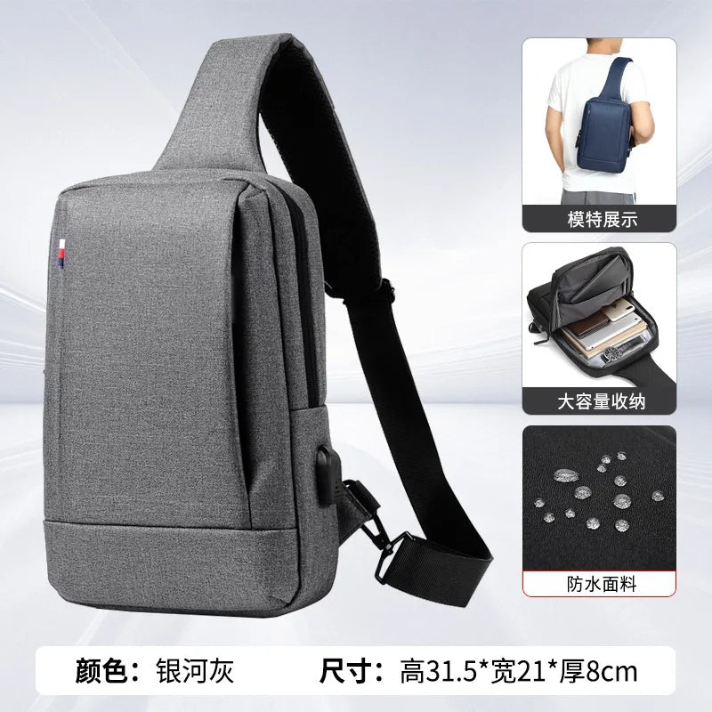 Fashionable chest or back bag light leisure cross body Oxford cloth waterproof shoulder bag breathable large capacity