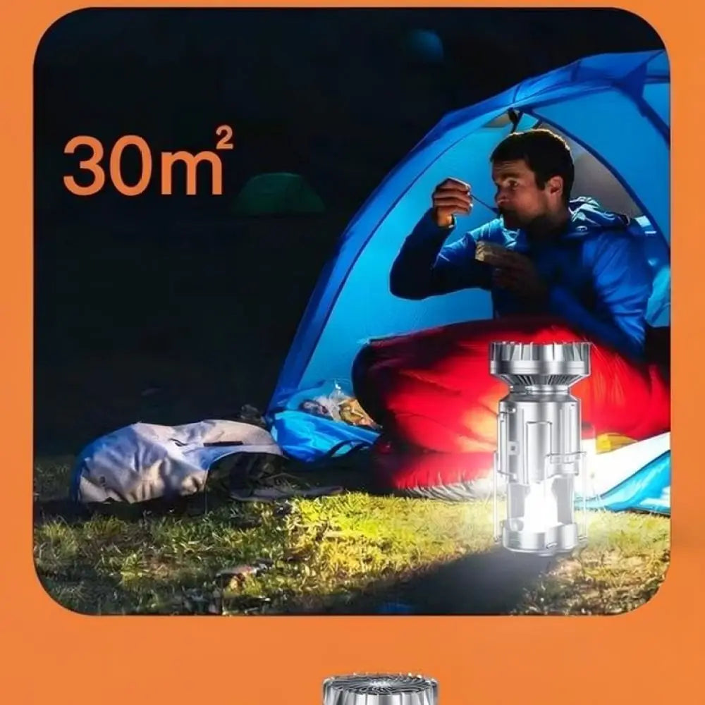 Rechargeable Solar Fan Tent Lamp Outdoor Camping / Semi Truck Travel LED Light Portable Multifunctional Lantern For Hiking Emergency First Aide Gear