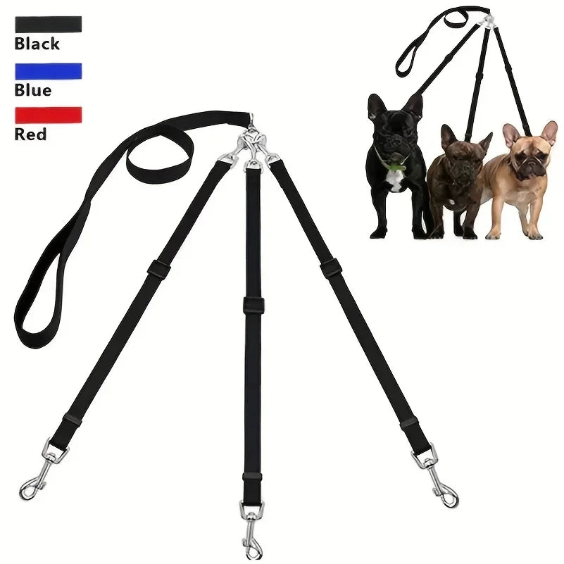 Durable 3-in-1 Nylon Dog Leash with Padded Handle for Outdoor Walking, Car Travel, Hiking and Camping - Three-Way Pet Leash