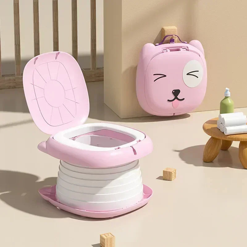 Kids Foldable Training Potty Portable Sealed Odor‑Proof Travel Toilet Leak‑Proof Baby Urinal for Car Outdoor Camping Use Long Distance Travel Potty Chair