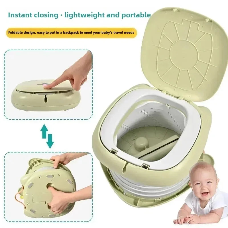 Kids Foldable Training Potty Portable Sealed Odor‑Proof Travel Toilet Leak‑Proof Baby Urinal for Car Outdoor Camping Use Long Distance Travel Potty Chair