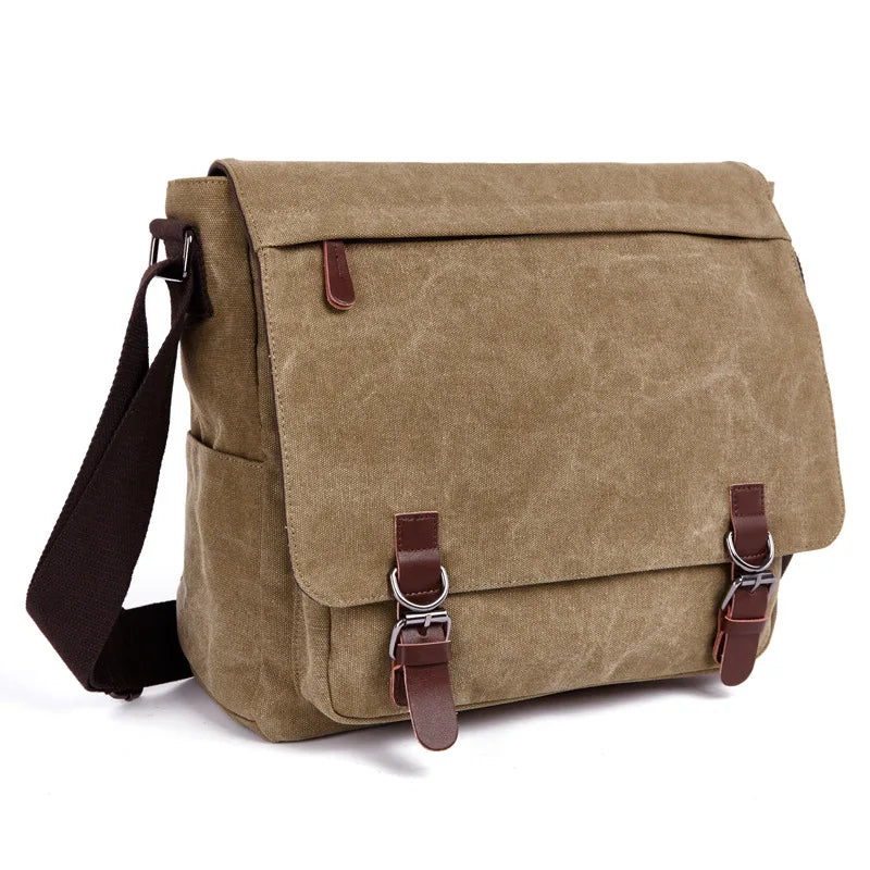 Messenger waterproof canvas cross-body fashionable backpack front lock large capacity computer storage shoulder bag