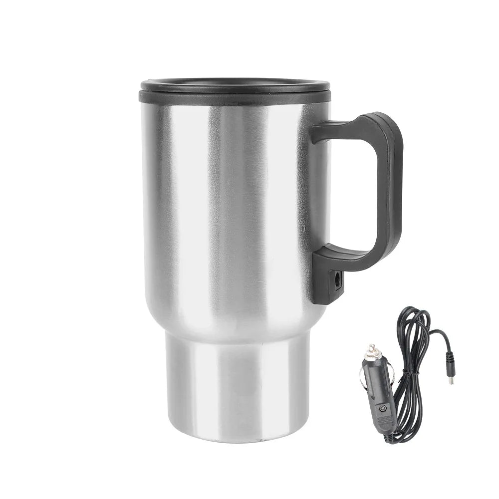 Vehicle Heating Cup Camping Travel Kettle Stainless Steel 12V 450ml Electric Heating Car Kettle Water Coffee Milk Thermal Mug