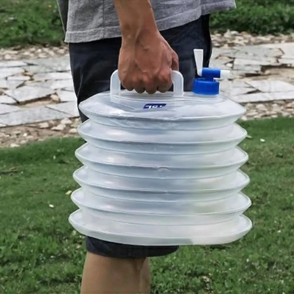 Folding Water Bucket Large Capacity Reusable Water Bag with Faucet Water Storage Container 5L/10L/15 Liters = 1 Gallon, 2.5 Gallons, 3.9 Gallons