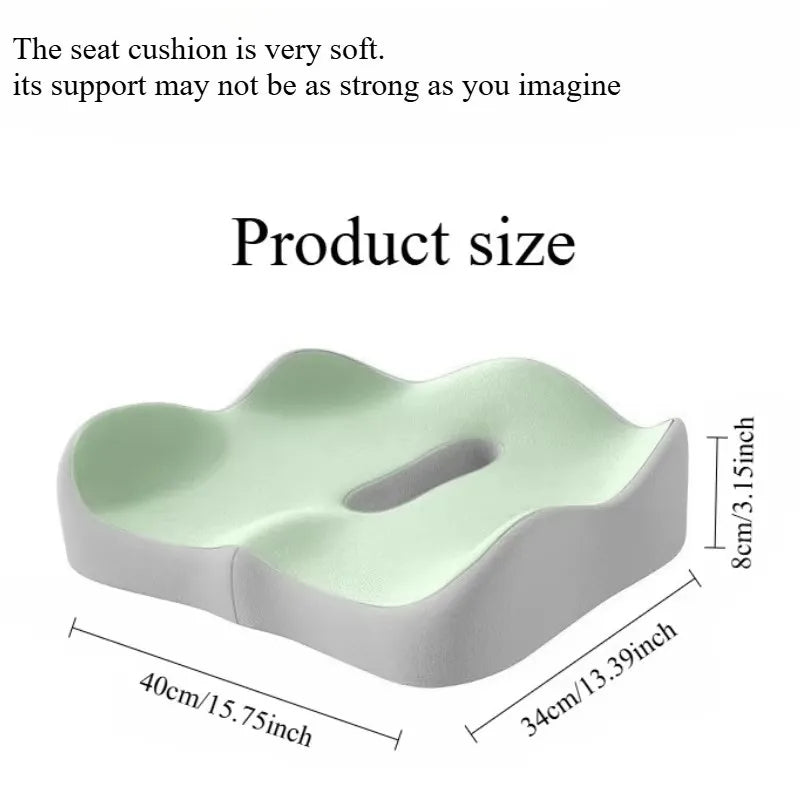 Comfortable 3D Memory Foam Cushion with Washable Polyester Case for Office and Vehicle Seating, Light Green/Grey