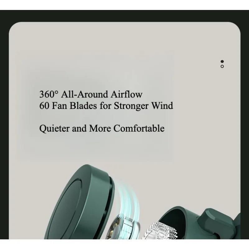 Portable USB Rechargeable Clip Fan, Neck Hanging Waist Clip Mini Fan, Quiet Strong Airflow for Comfortable Travel