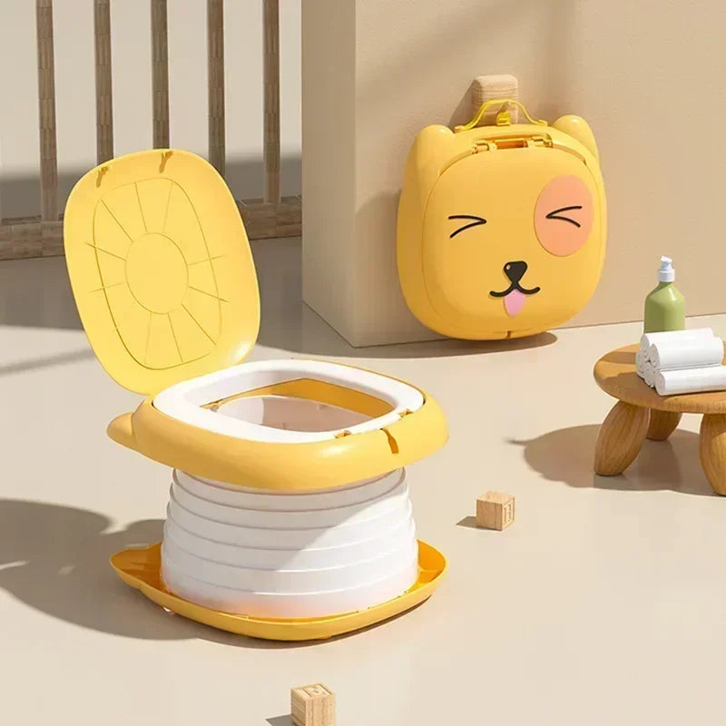 Kids Foldable Training Potty Portable Sealed Odor‑Proof Travel Toilet Leak‑Proof Baby Urinal for Car Outdoor Camping Use Long Distance Travel Potty Chair