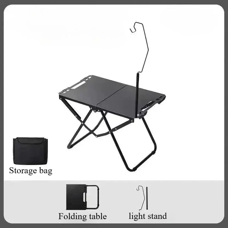 Portable Folding Table Outdoor or Indoor Picnic Table Lightweight Design Hanging Storage Space Travel Cooking Table
