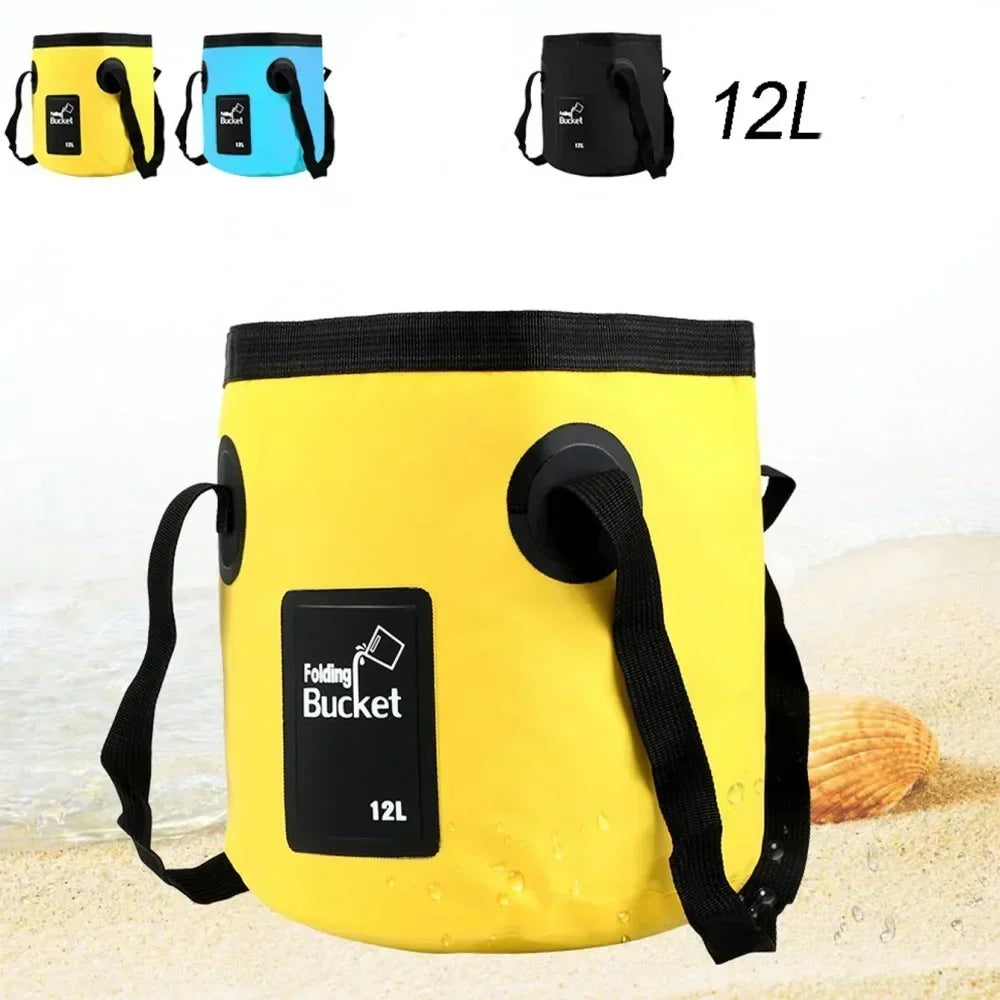 Foldable Large-Capacity Waterproof Bucket Portable Folding Bucket Carrier Bags for Fishing Camping 20L/12 Liters = 5 Gallons, 3 Gallons