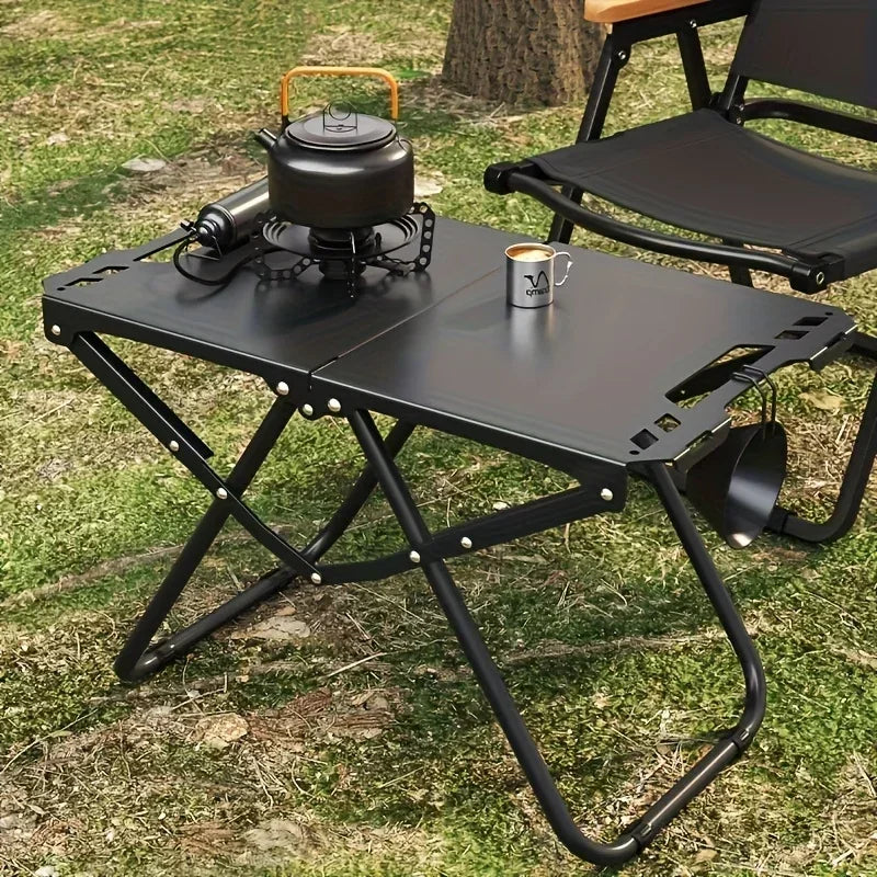 Portable Folding Table Outdoor or Indoor Picnic Table Lightweight Design Hanging Storage Space Travel Cooking Table