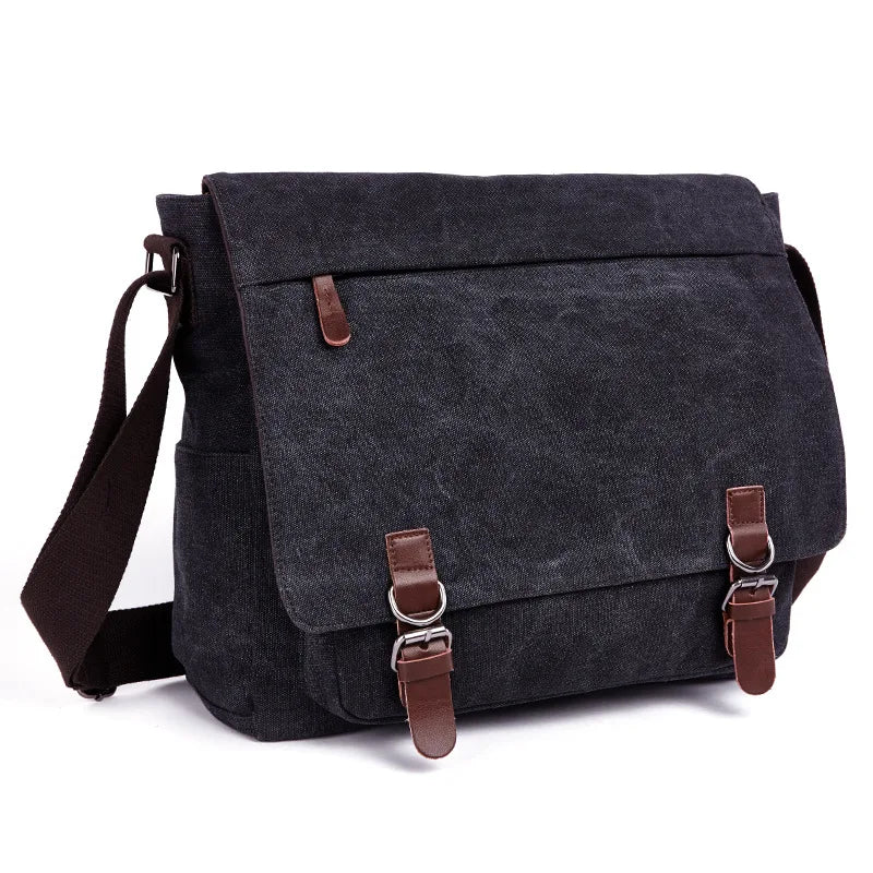 Messenger waterproof canvas cross-body fashionable backpack front lock large capacity computer storage shoulder bag