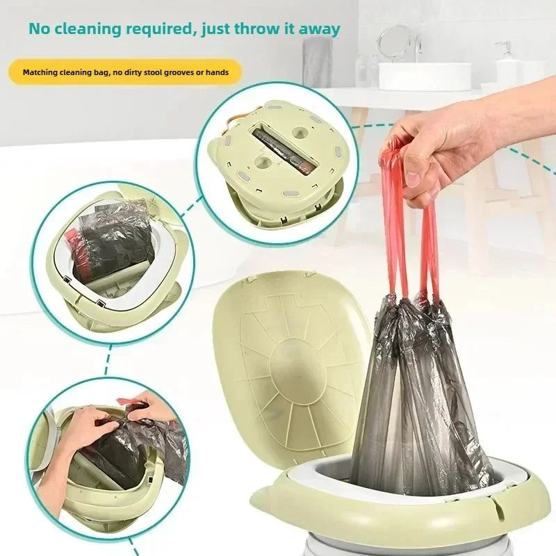 Kids Foldable Training Potty Portable Sealed Odor‑Proof Travel Toilet Leak‑Proof Baby Urinal for Car Outdoor Camping Use Long Distance Travel Potty Chair