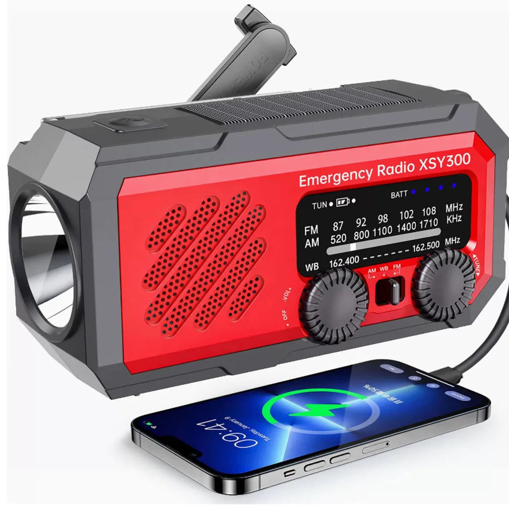 New 2000mAh Emergency Radio Solar Hand Crank Generator Radio with LED Light Weather AM/FM Portable Radio SOS Alarm Power Bank