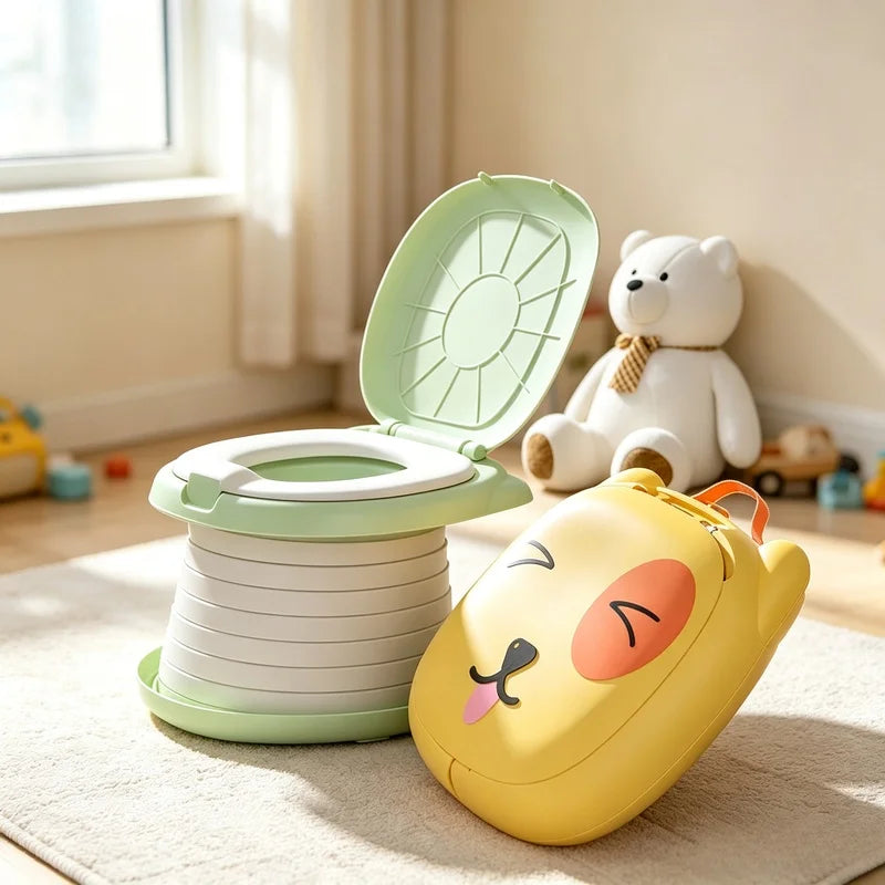 Kids Foldable Training Potty Portable Sealed Odor‑Proof Travel Toilet Leak‑Proof Baby Urinal for Car Outdoor Camping Use Long Distance Travel Potty Chair