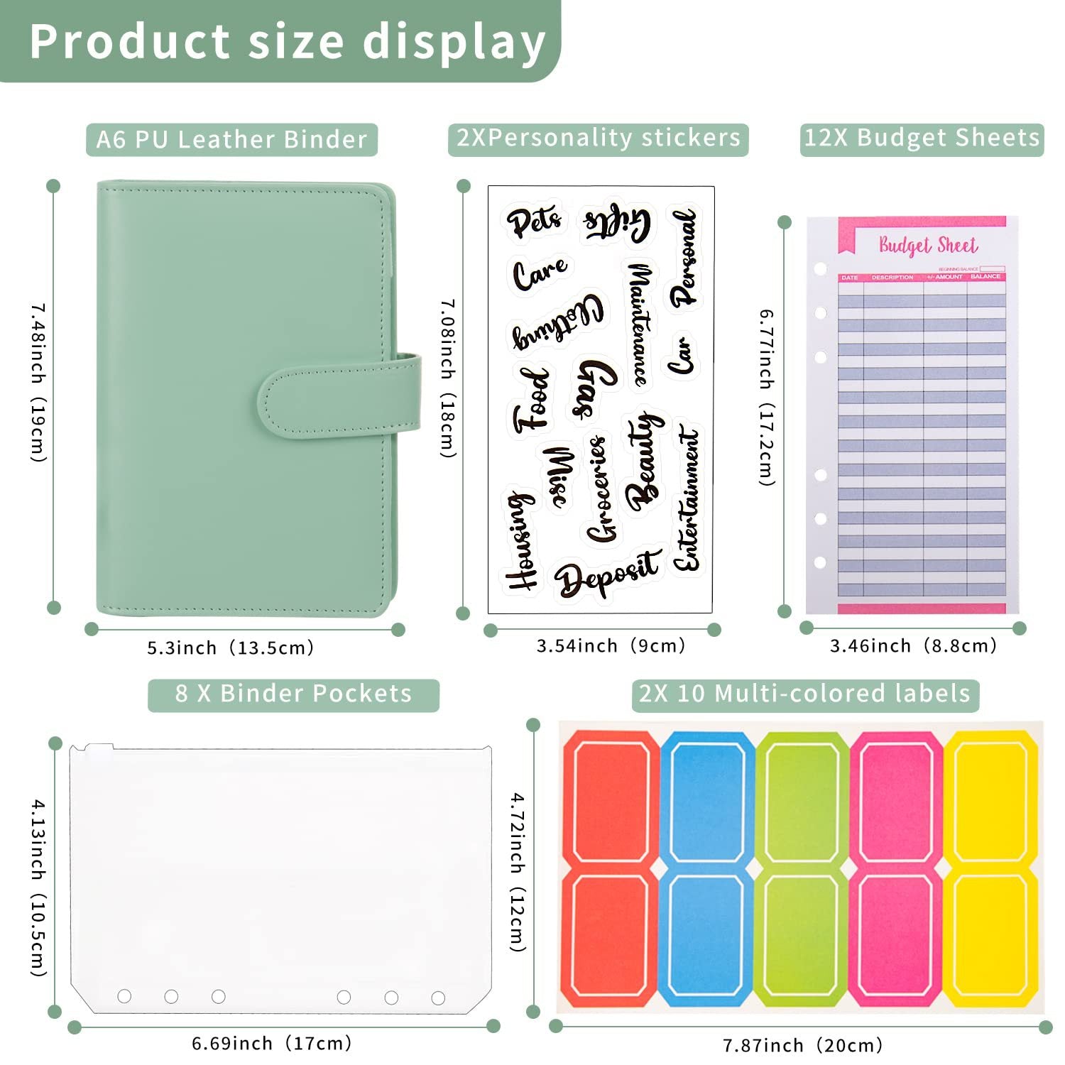 Loose-leaf Vegan Material Leather Budget Organizer With Zipper Wallet Bill Storage Bag Notebook