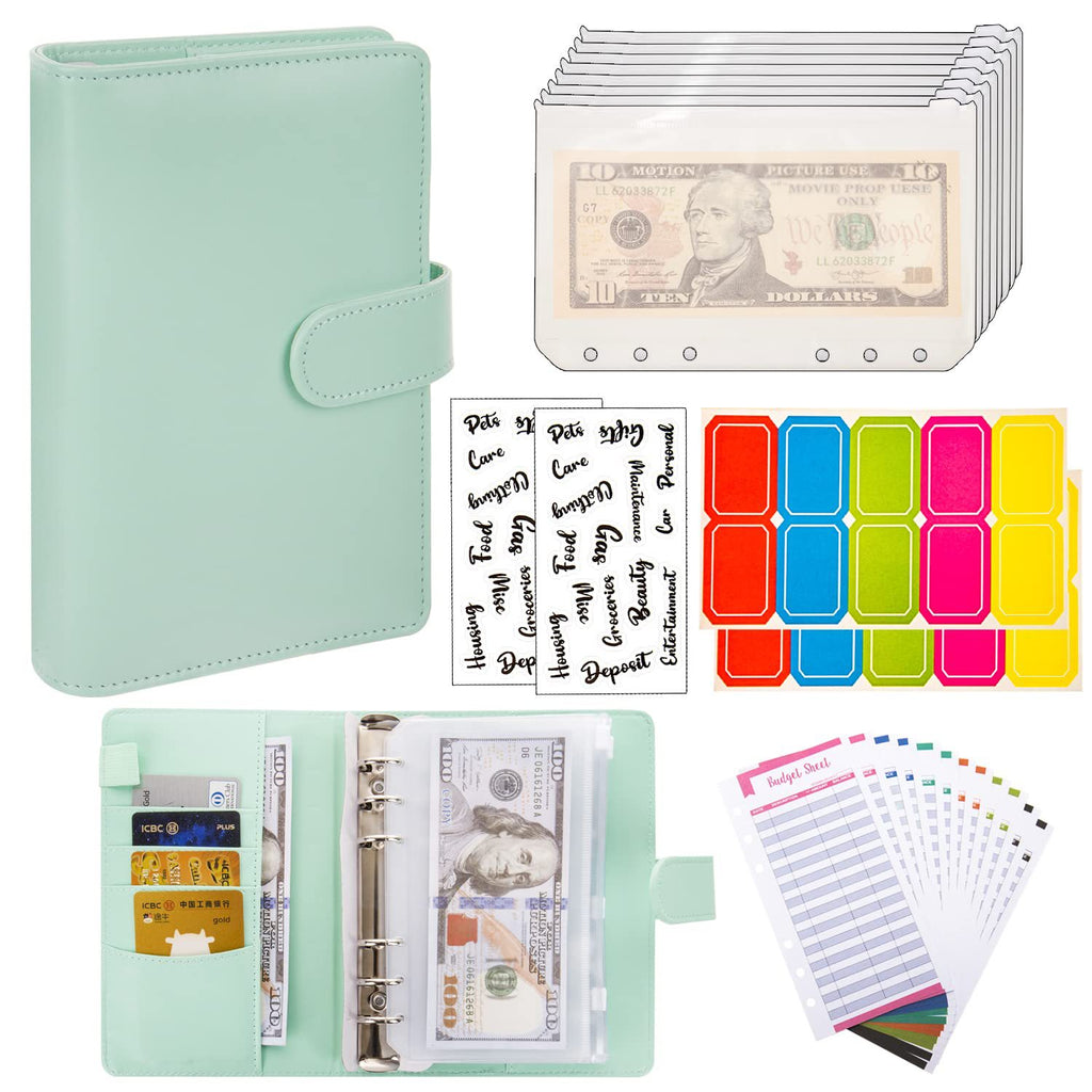 Loose-leaf Vegan Material Leather Budget Organizer With Zipper Wallet Bill Storage Bag Notebook