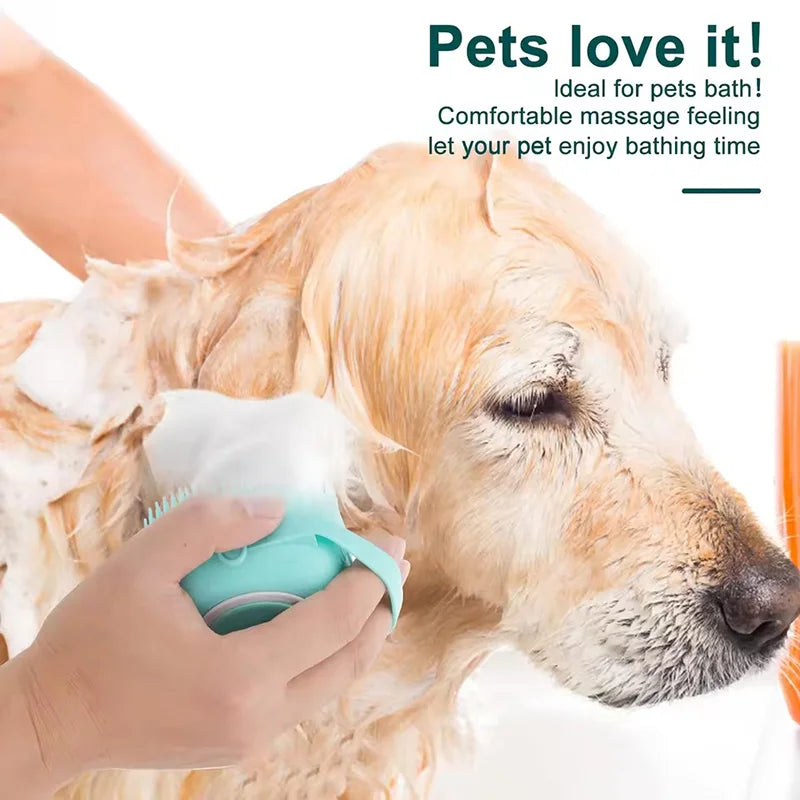 Silicone Pet Bath Massage Brush Shower Scrubber Bubble Maker For Cat Dog Fur Buddies Grooming Deep Clean Hair Remover Household Pet Bathing