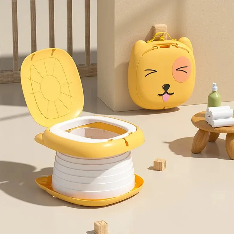 Kids Foldable Training Potty Portable Sealed Odor‑Proof Travel Toilet Leak‑Proof Baby Urinal for Car Outdoor Camping Use Long Distance Travel Potty Chair