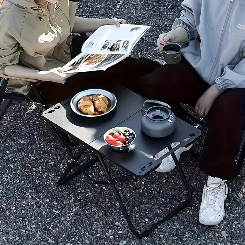 Portable Folding Table Outdoor or Indoor Picnic Table Lightweight Design Hanging Storage Space Travel Cooking Table