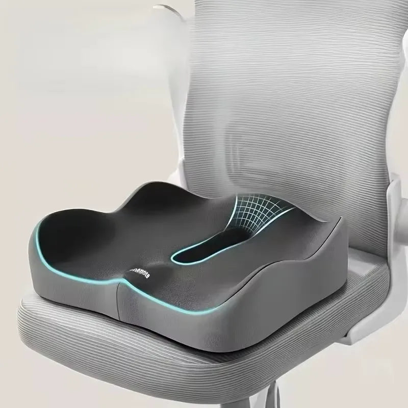 Comfortable 3D Memory Foam Cushion with Washable Polyester Case for Office and Vehicle Seating, Light Green/Grey