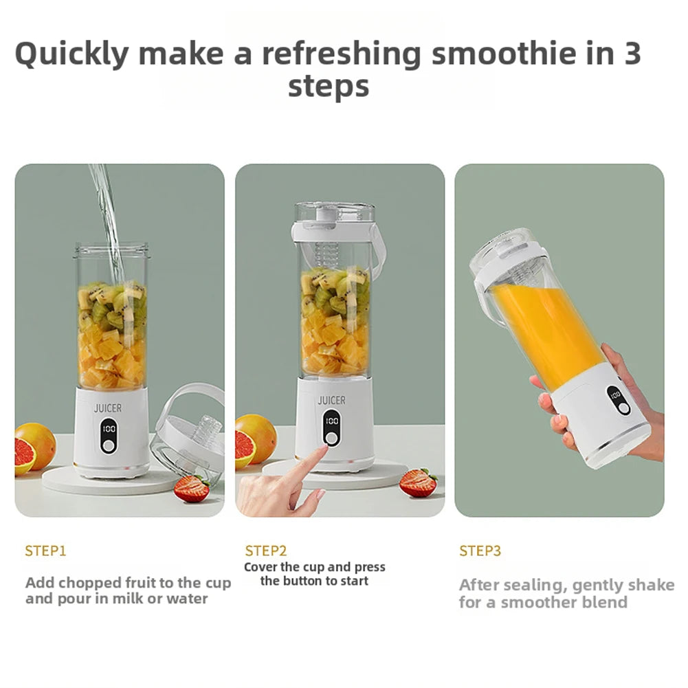 Portable Blender 600ML Electric Juicer Fruit Mixers USB Rechargeable Smoothie Mini Blender Personal Juicer