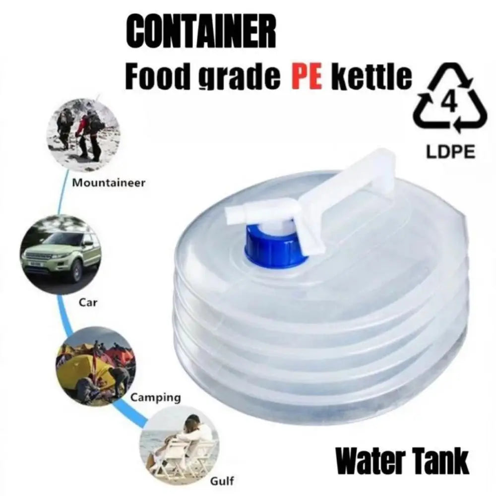 Folding Water Bucket Large Capacity Reusable Water Bag with Faucet Water Storage Container 5L/10L/15 Liters = 1 Gallon, 2.5 Gallons, 3.9 Gallons