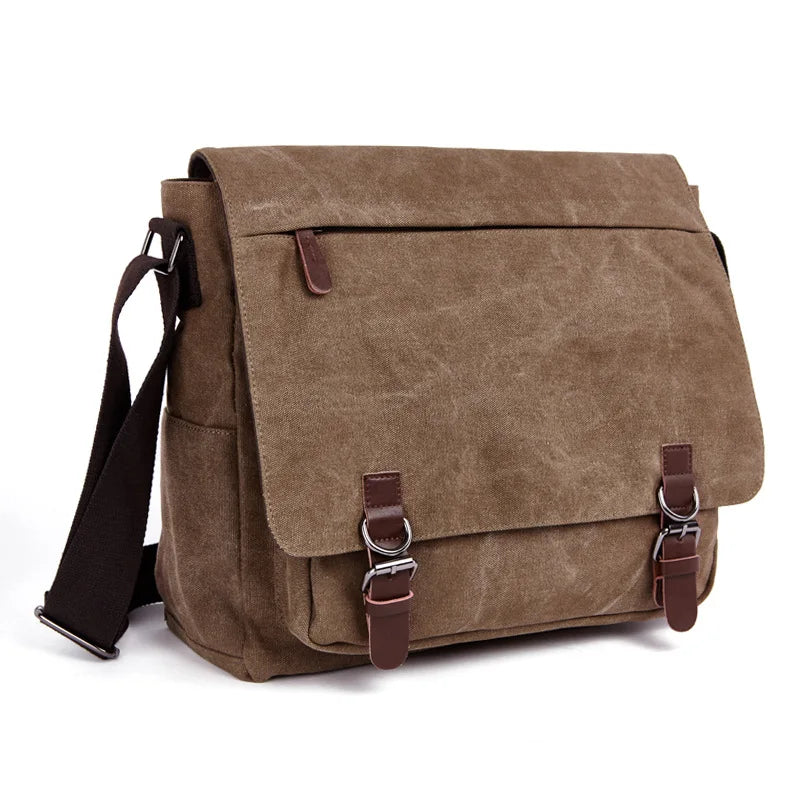 Messenger waterproof canvas cross-body fashionable backpack front lock large capacity computer storage shoulder bag