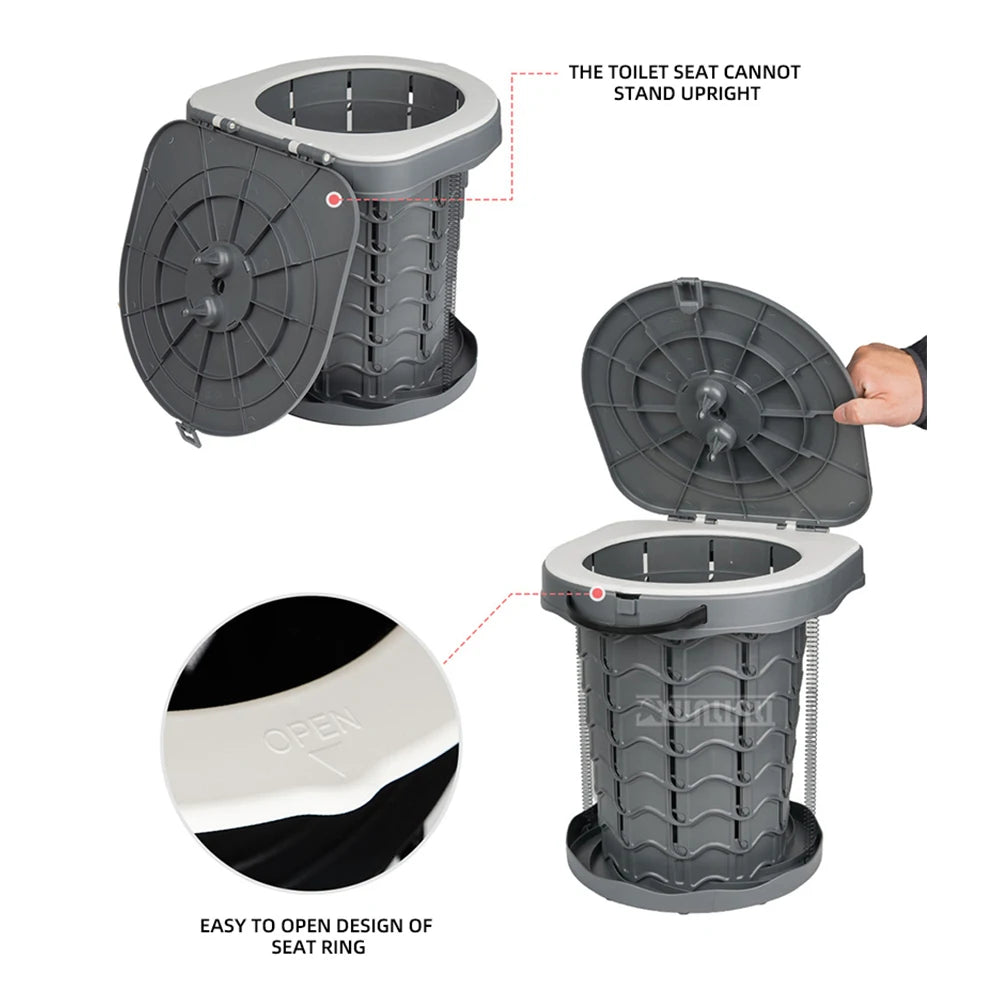 Portable Camping Toilet , Foldable Commode for RV, Semi Truck, Boat, Car, and Emergency