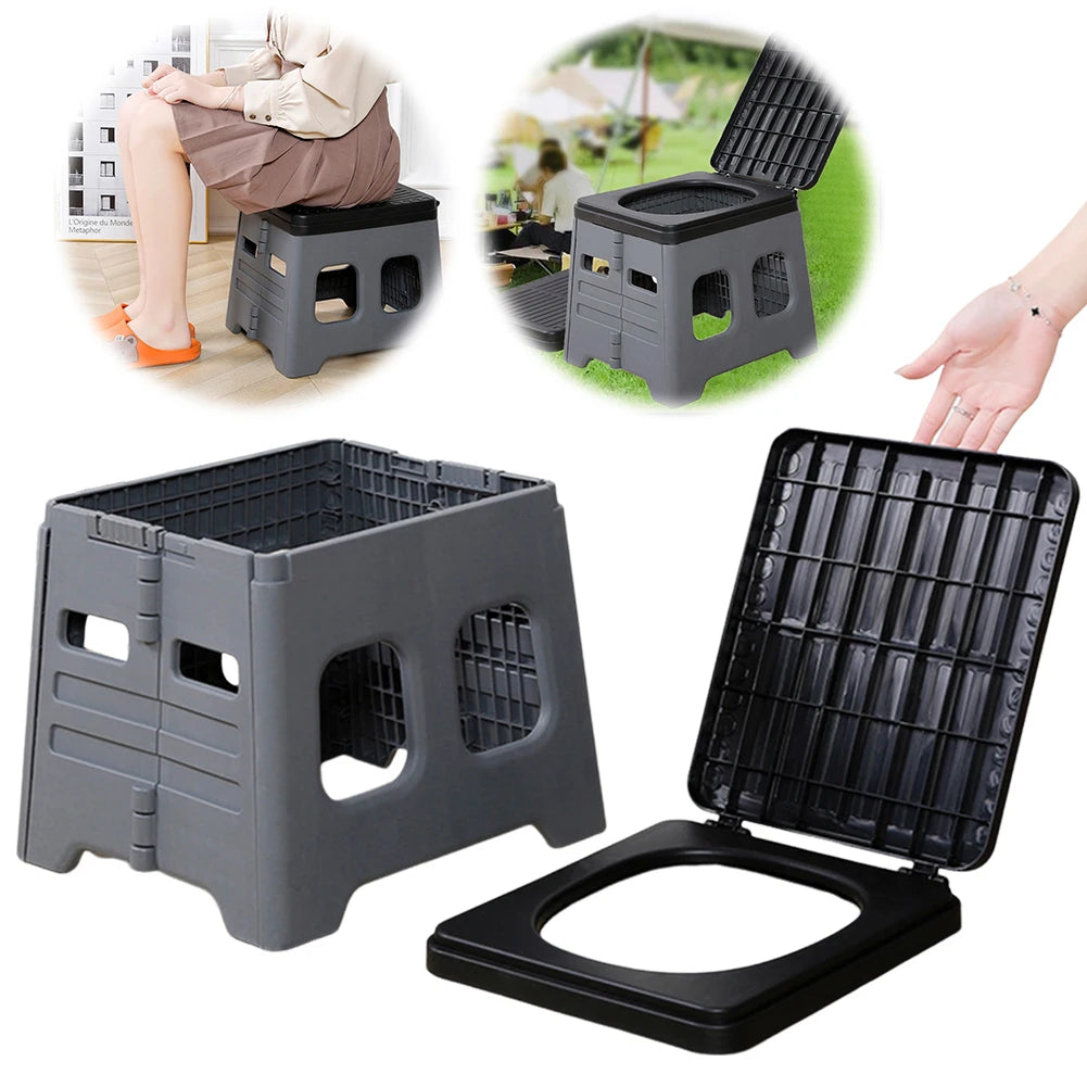 Portable Camping Toilet with Lid Folding Toilet Multifunctional Foldable Outdoor Toilet Seat for Camping Travel  Emergencies