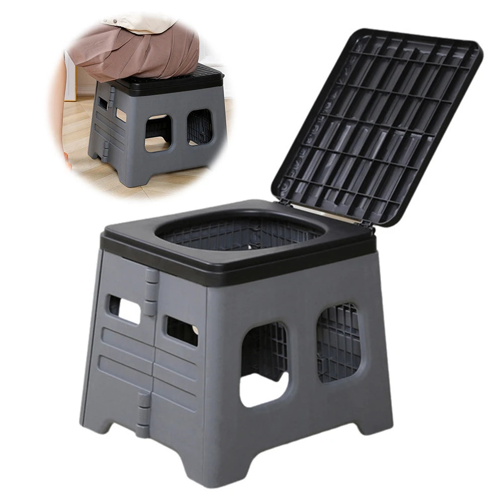 Portable Camping Toilet with Lid Folding Toilet Multifunctional Foldable Outdoor Toilet Seat for Camping Travel  Emergencies