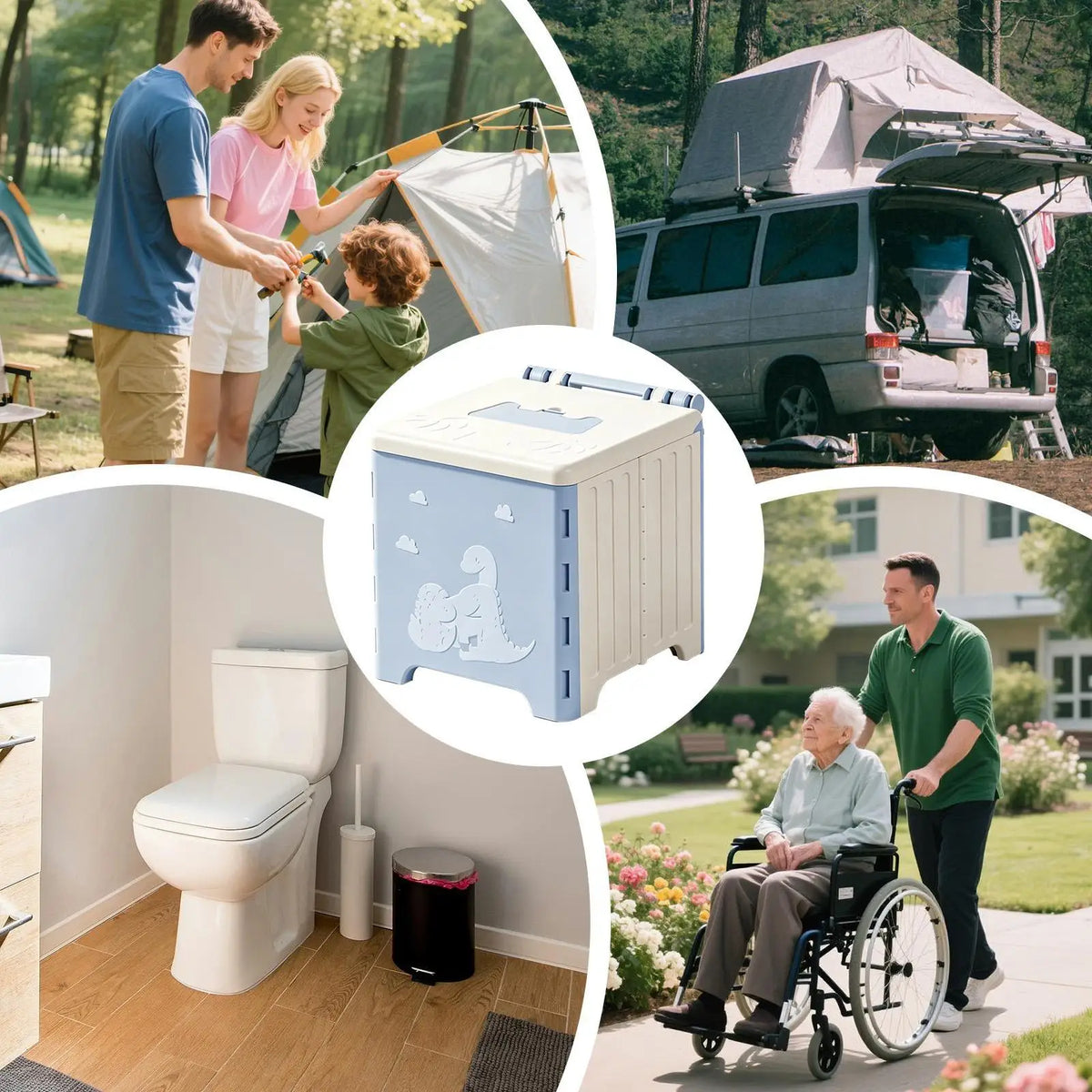 Foldable Outdoor Camping Toilet Compact Travel Potty Seat Anti Slip Design With Waste Bags For Road Trip Vehicle Outdoor Use