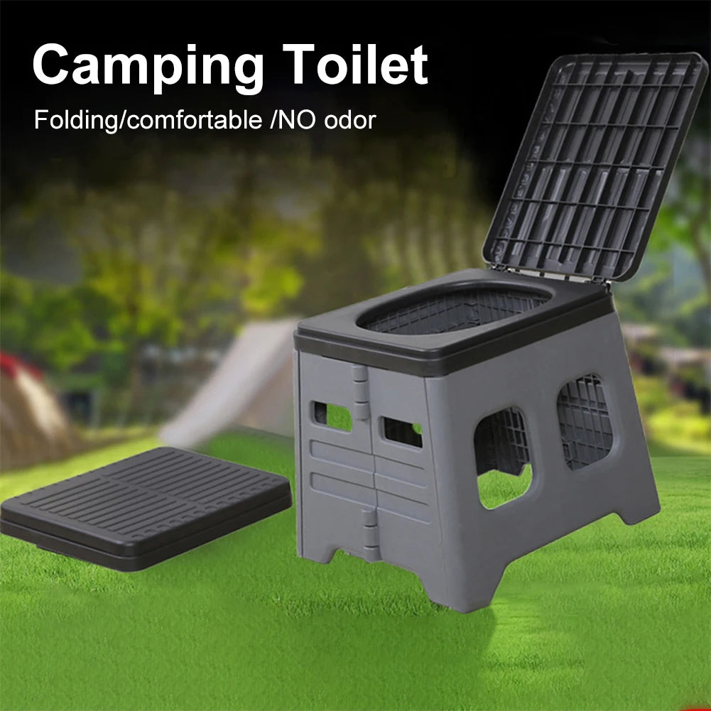 Portable Camping Toilet with Lid Folding Toilet Multifunctional Foldable Outdoor Toilet Seat for Camping Travel  Emergencies