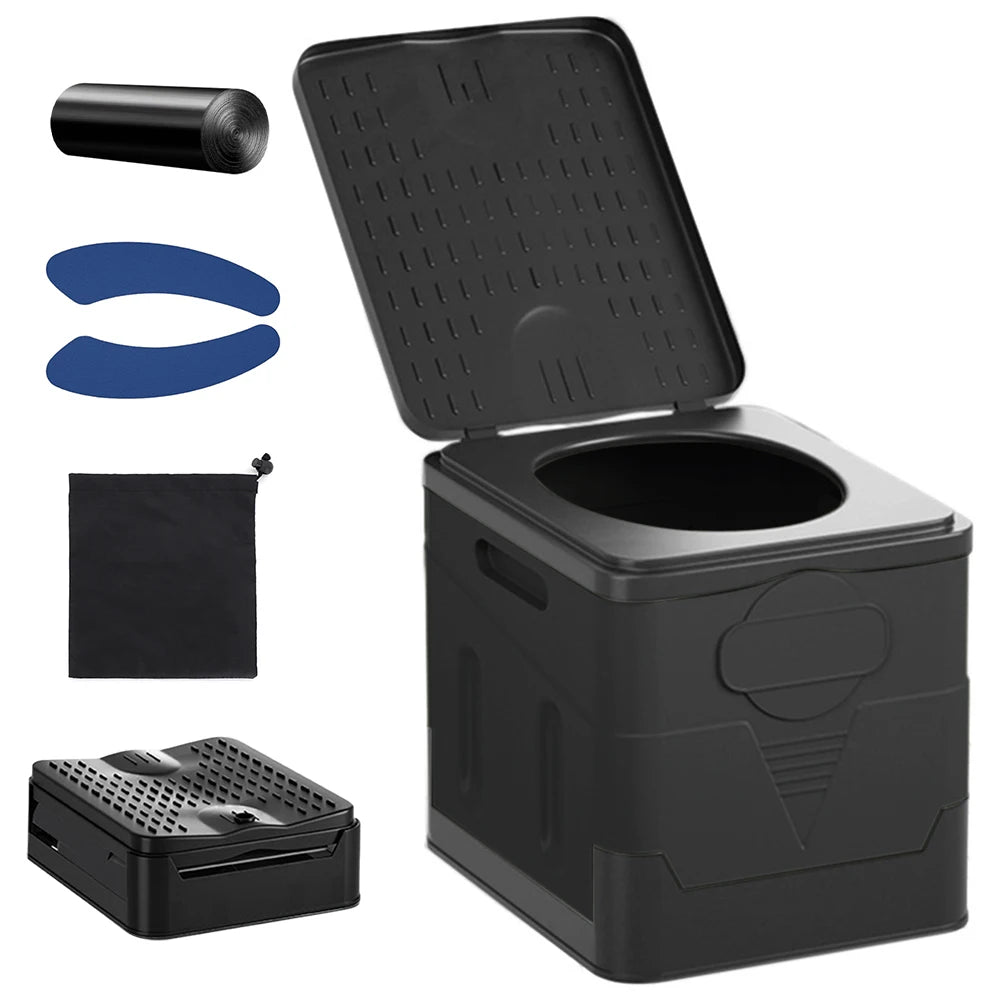 Portable Camping Toilet with Lid Folding Toilet Multifunctional Foldable Outdoor Toilet Seat for Camping Travel  Emergencies