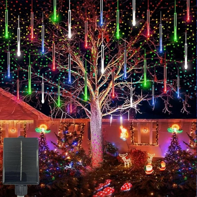 Outdoor Solar Meteor Shower LED Rain Lights 30CM8Tubes 50CM8Tubes IP54 Waterproof 8 Modes Tree Yard Wedding Festival Decor