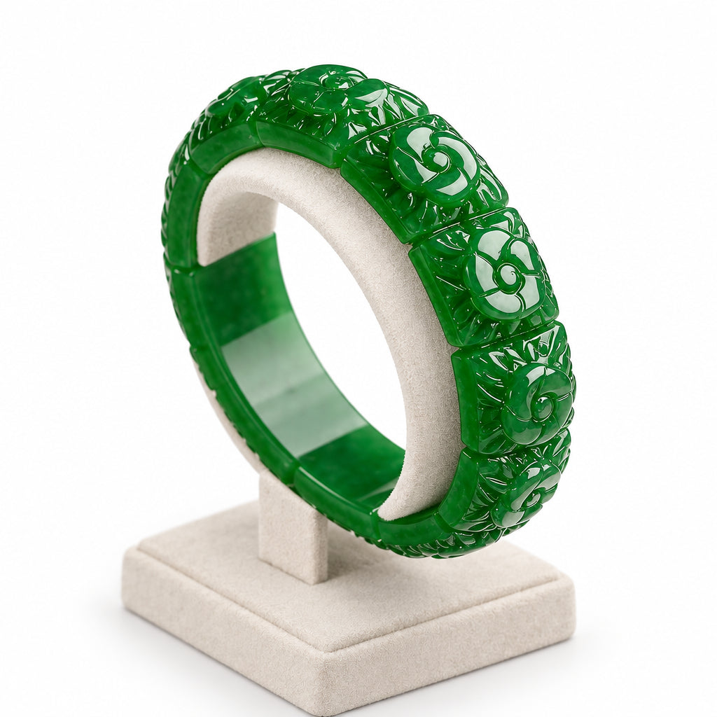 Real Jade Flower Bracelet Bangle