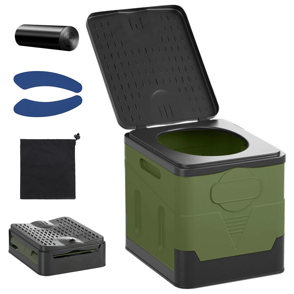 Portable Camping Toilet with Lid Folding Toilet Multifunctional Foldable Outdoor Toilet Seat for Camping Travel  Emergencies