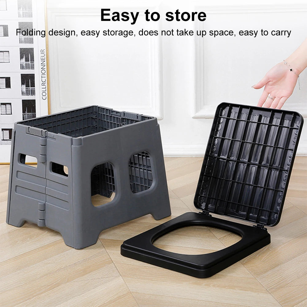 Portable Camping Toilet with Lid Folding Toilet Multifunctional Foldable Outdoor Toilet Seat for Camping Travel  Emergencies
