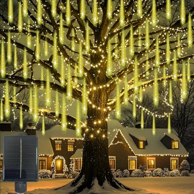 Outdoor Solar Meteor Shower LED Rain Lights 30CM8Tubes 50CM8Tubes IP54 Waterproof 8 Modes Tree Yard Wedding Festival Decor