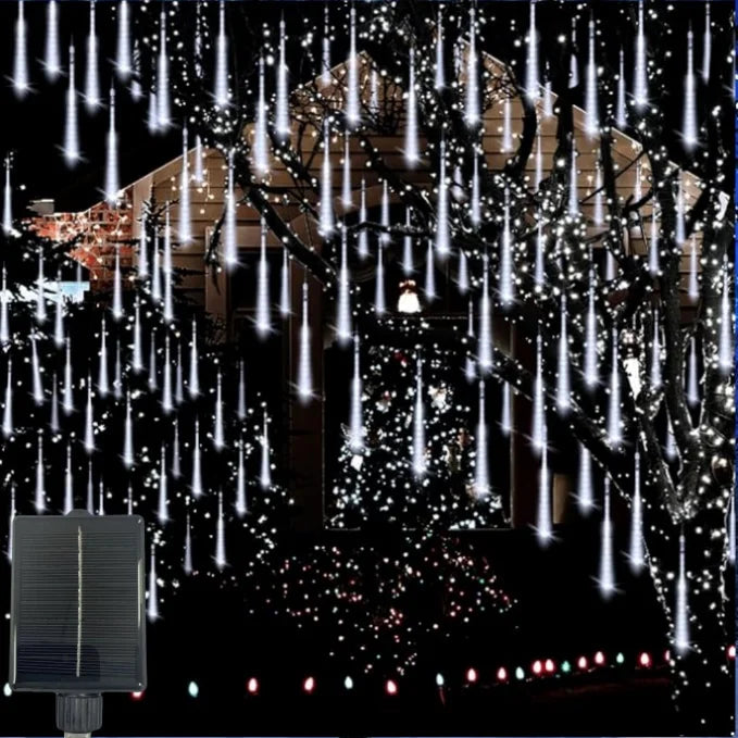 Outdoor Solar Meteor Shower LED Rain Lights 30CM8Tubes 50CM8Tubes IP54 Waterproof 8 Modes Tree Yard Wedding Festival Decor