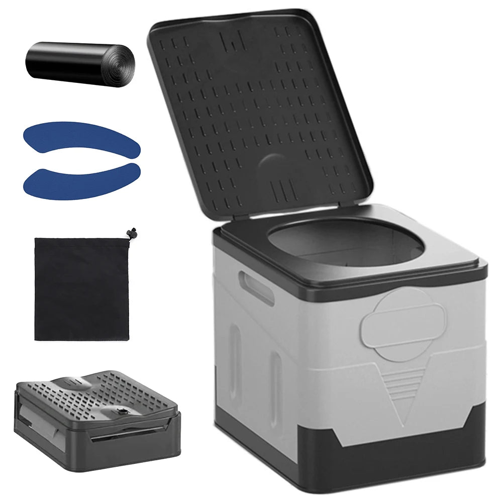 Portable Camping Toilet with Lid Folding Toilet Multifunctional Foldable Outdoor Toilet Seat for Camping Travel  Emergencies