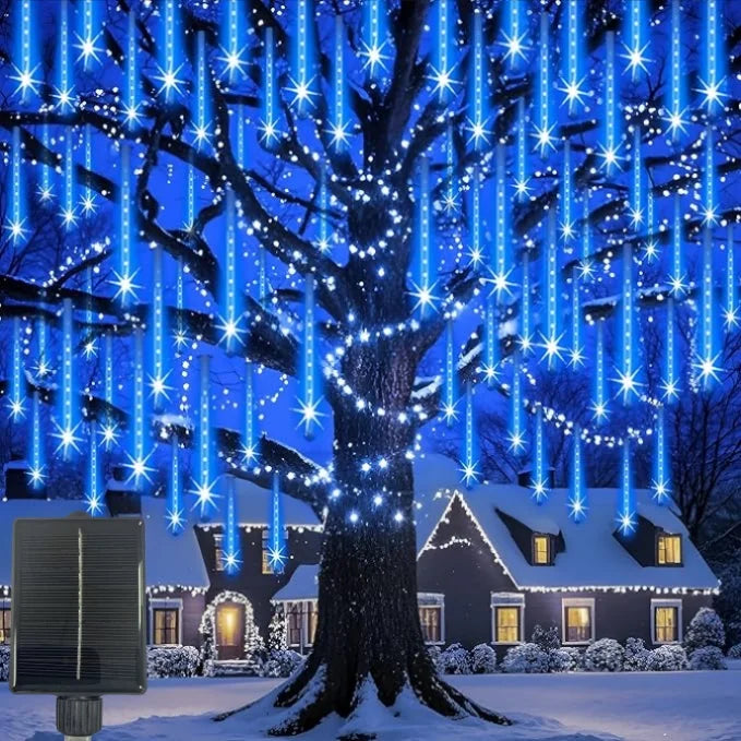 Outdoor Solar Meteor Shower LED Rain Lights 30CM8Tubes 50CM8Tubes IP54 Waterproof 8 Modes Tree Yard Wedding Festival Decor