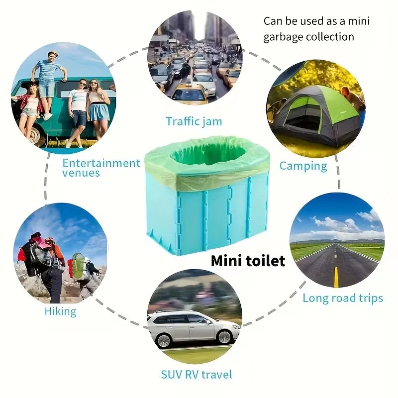 Foldable Emergency Toilet Suite Includes A Garbage Bag A Storage Bag For Outdoor Camping And Business Travel Auto Accessories