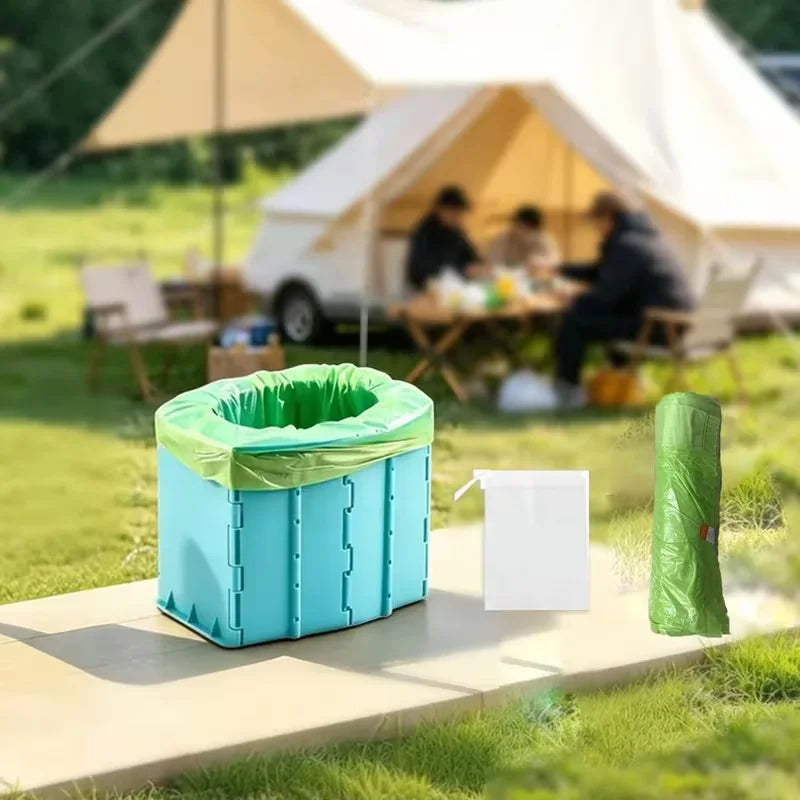 Foldable Emergency Toilet Suite Includes A Garbage Bag A Storage Bag For Outdoor Camping And Business Travel Auto Accessories